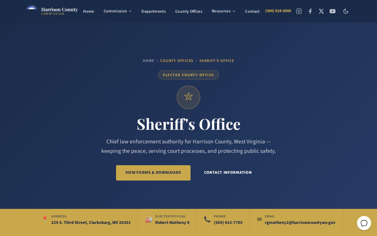 Harrison County warrant and booking record contact source at the Sheriff’s Office page